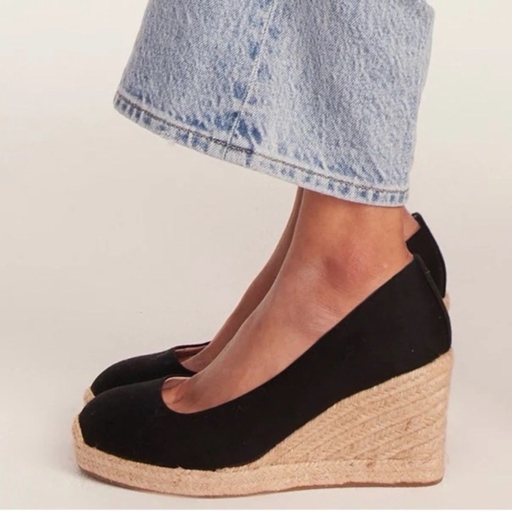 J.Crew Black Espadrille Wedge Pumps - Women's 8.5